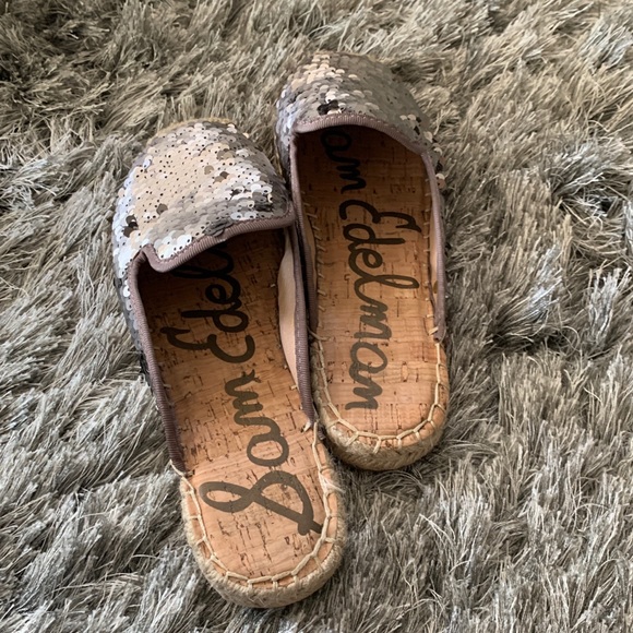 Sam Edelman Kerry espadrille slides pewter sequin - Picture 4 of 9